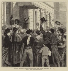 The New Regime in Spain, Scene Outside the Cortes, 10 February, 4 PM